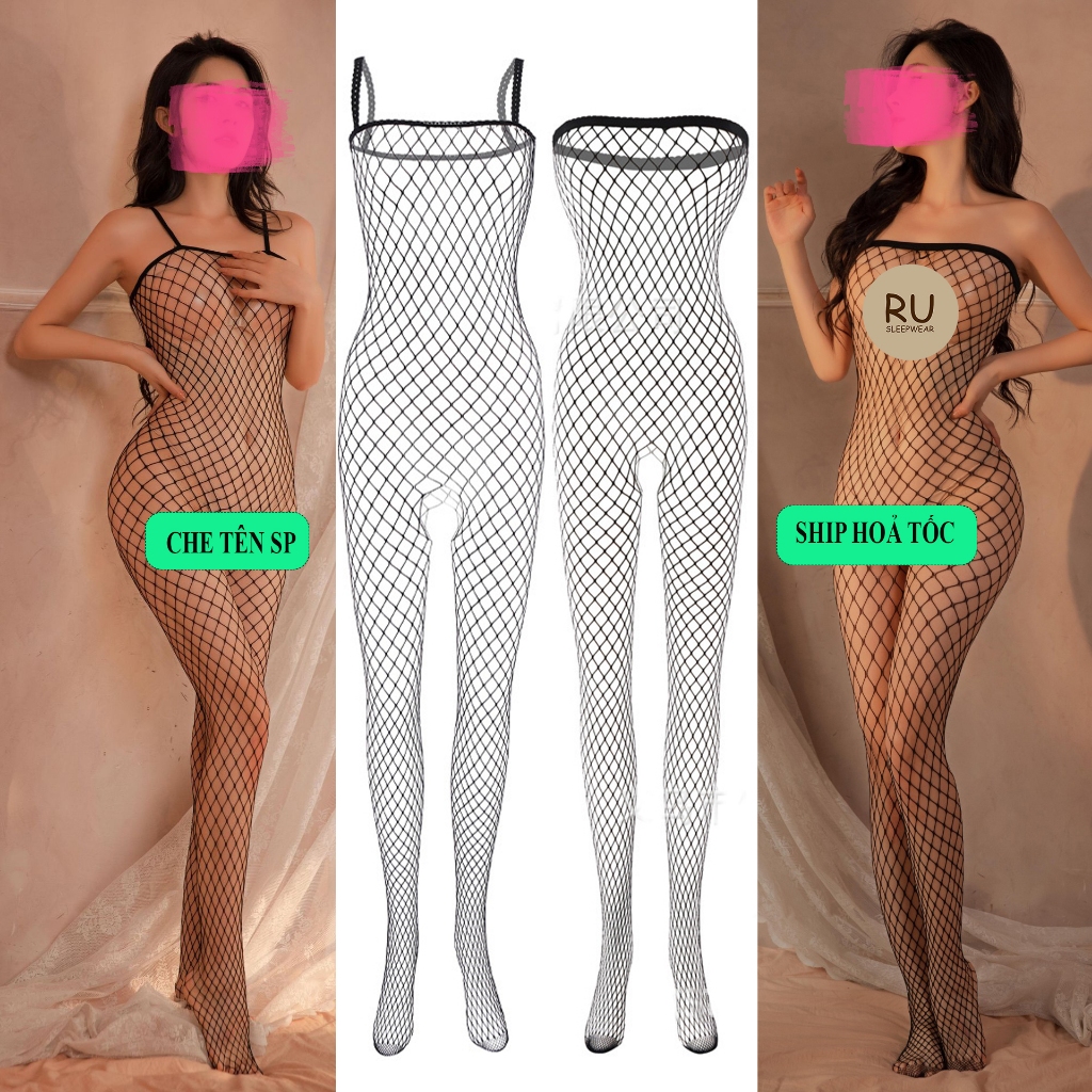 Bodysuit lưới sexy - váy đầm ngủ không dây xuyên thấu ôm sát gợi cảm B87M33
