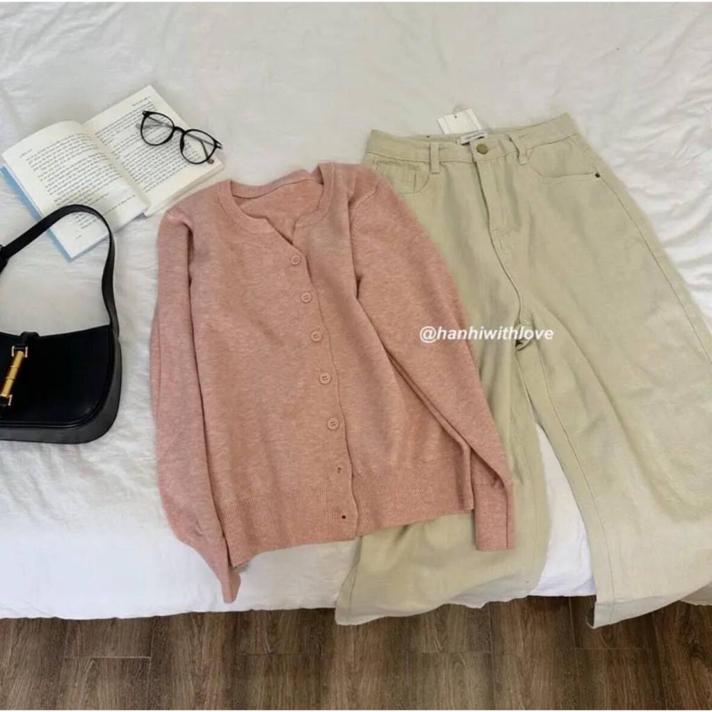 Áo cardigan trơn basic chất dày dặn, mềm phong cách Hàn Quốc thanh lịch nữ tính