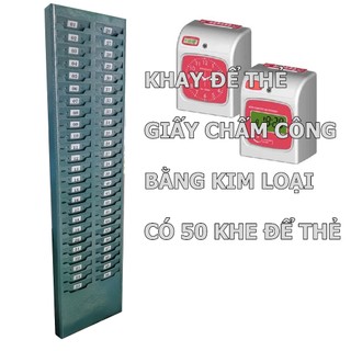 Kệ để thẻ giấy chấm công bằng sắt - 50 khe để thẻ