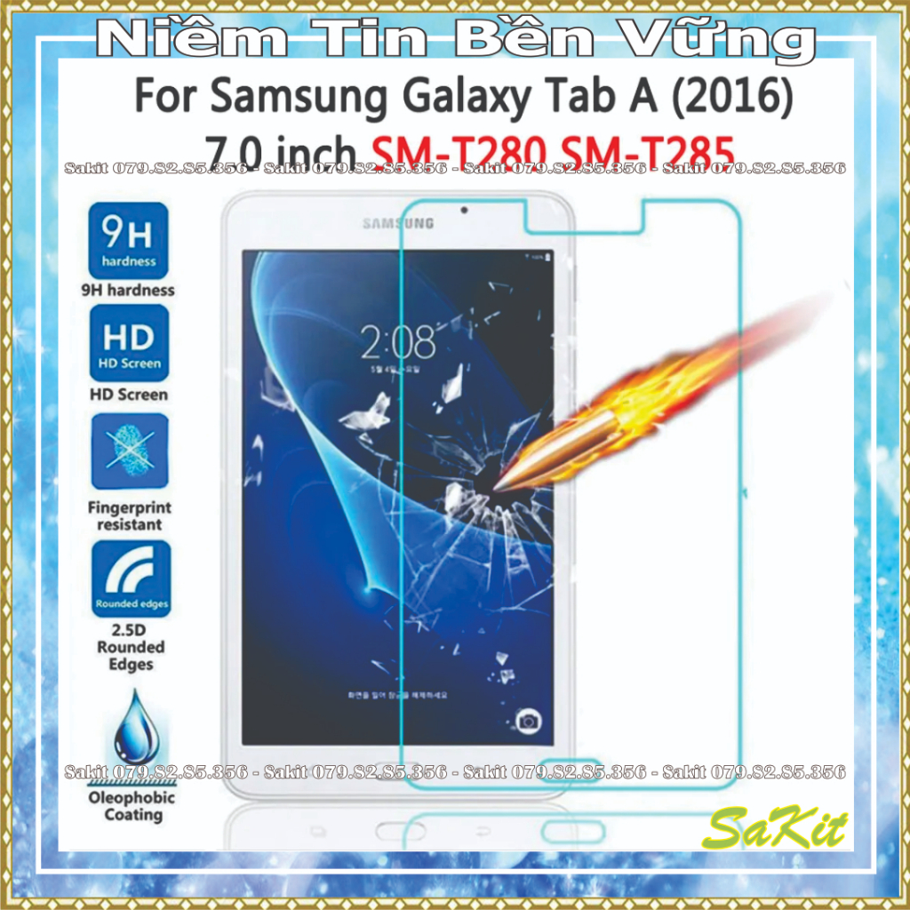 Kính cường lực full màn hình máy tính bảng samsung tab A6 7 inch ( T280- t285) 2016 .