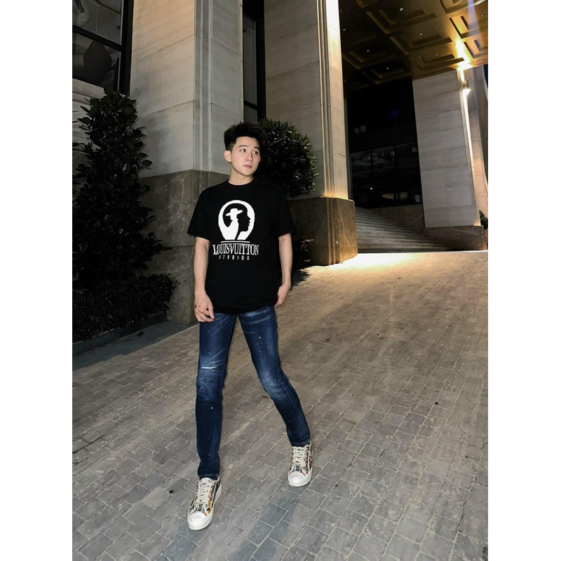 Áo len cộc tay - Louis Vuitton - LV Studios knit dệt kim black SS23