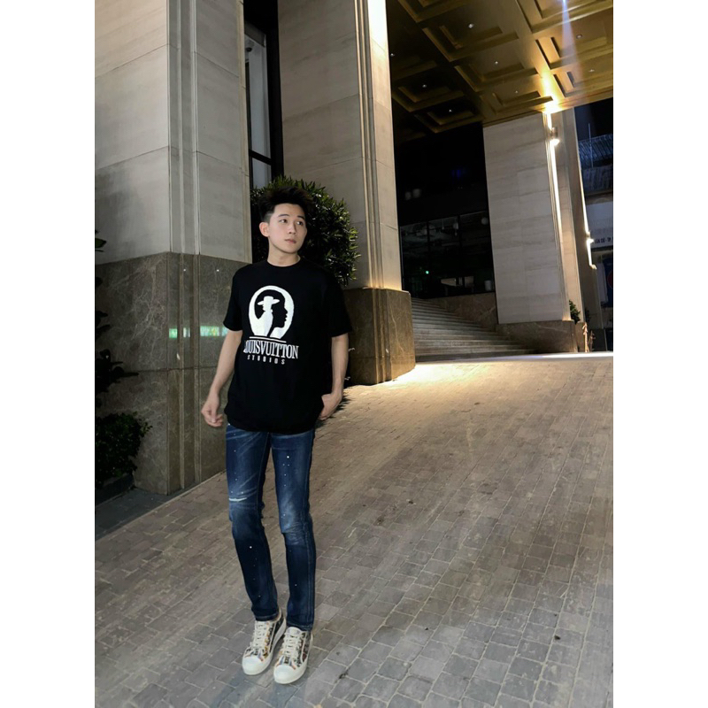 Áo len cộc tay - Louis Vuitton - LV Studios knit dệt kim black SS23