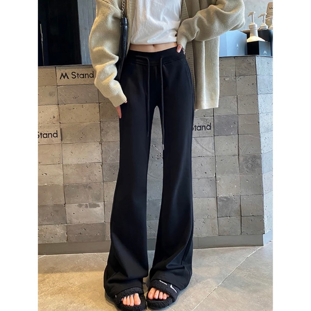 Quần loe chất nỉ hottrend. hách dáng, có rây rút eo. quần loe nữ hót 2023