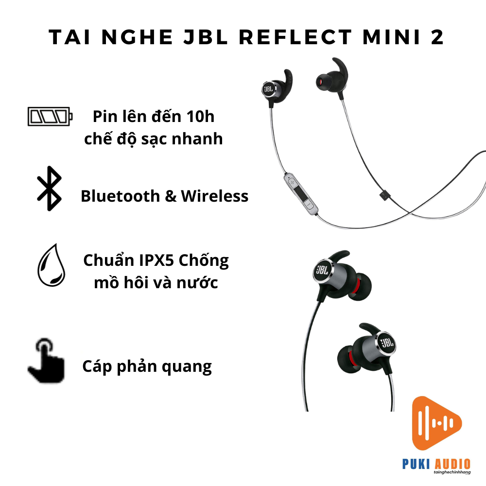 Tai nghe Bluetooth JBL Reflect Mini 2-JBL REFLECT MINI 2-Tai nghe Thể Thao không dây