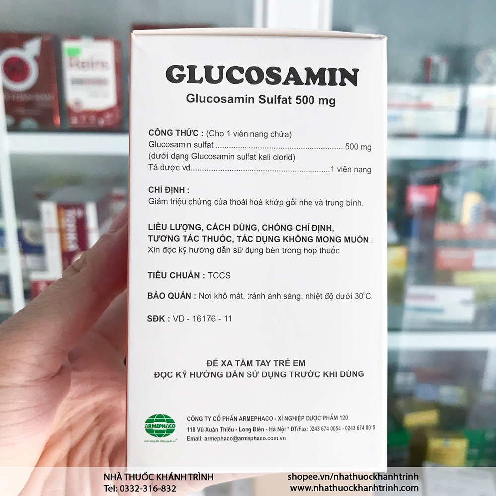 Viên uống Glucosamin 500mg ARMEPHACO - bổ sung dịch khớp, hộp 100 viên