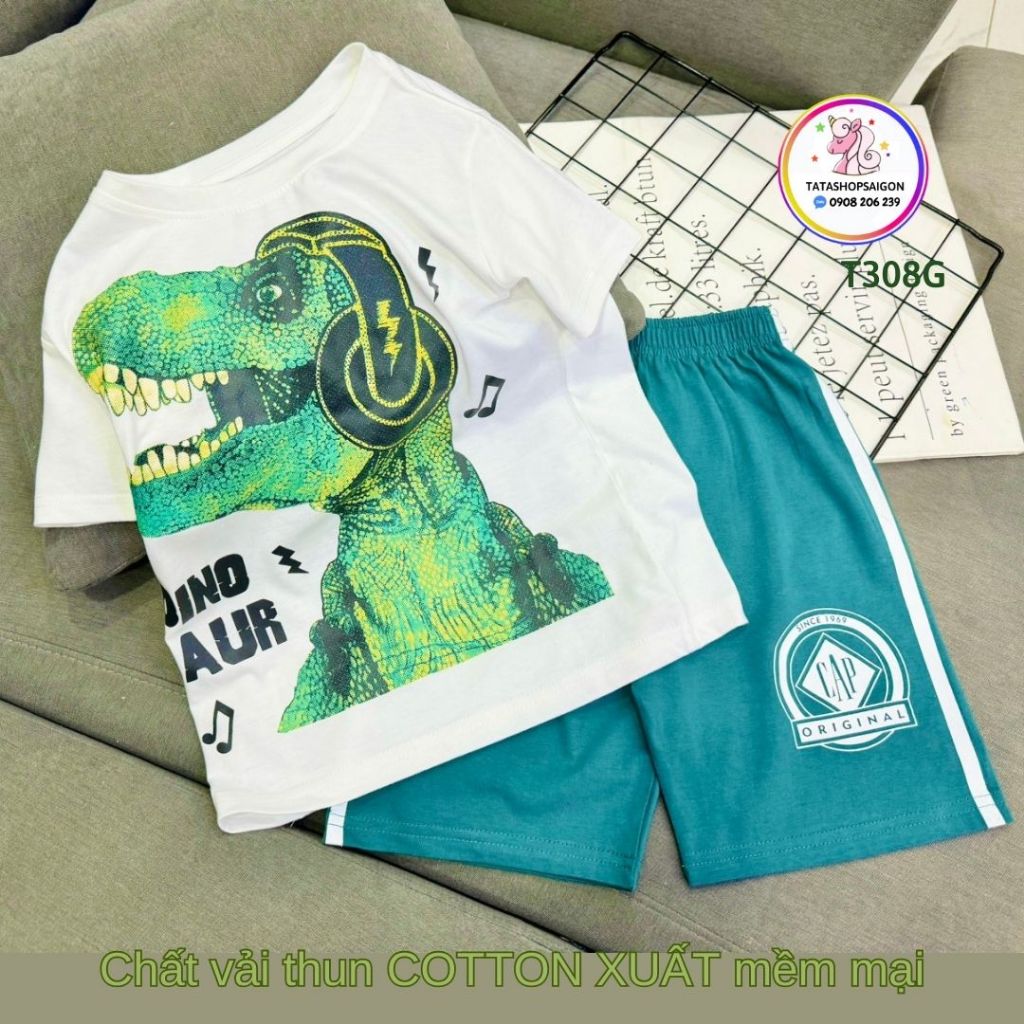 Set Quần Áo Trẻ Em 1-12 Tuổi Đồ Bộ Cho Bé Trai 11-40 Kg Cotton Chính Phẩm In Hoạt Hình Hot Trend Mềm Mịn Mát T308