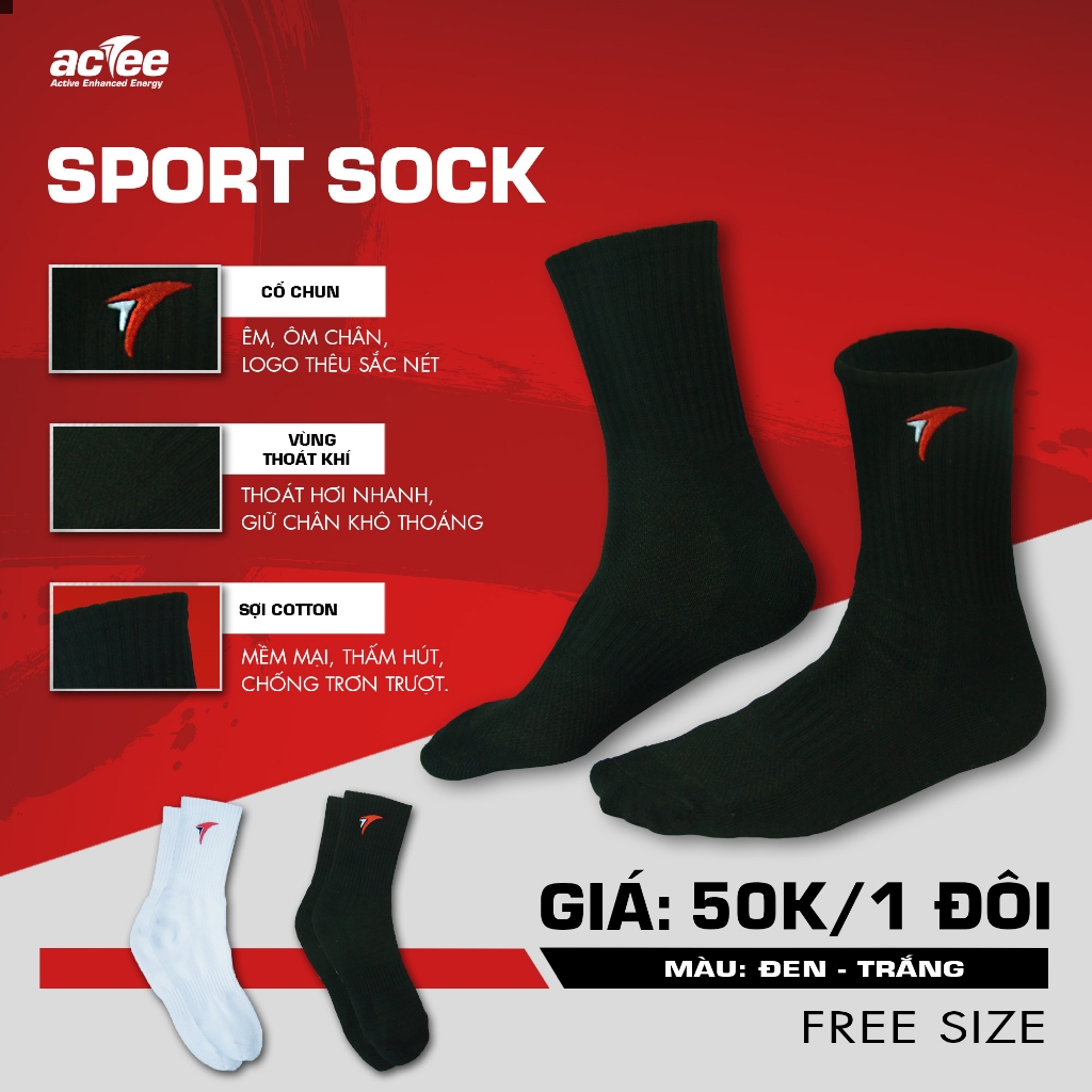 Vớ/Tất Thể thao Actee - Cotton
