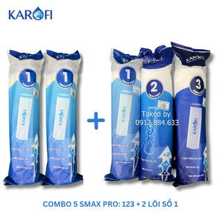 Combo 5 lõi lọc nước Karofi Smax Pro (123 + 2 lõi 1) dùng cho 1 năm phù hợp tất cả các dòng máy thường có 3 cốc lọc
