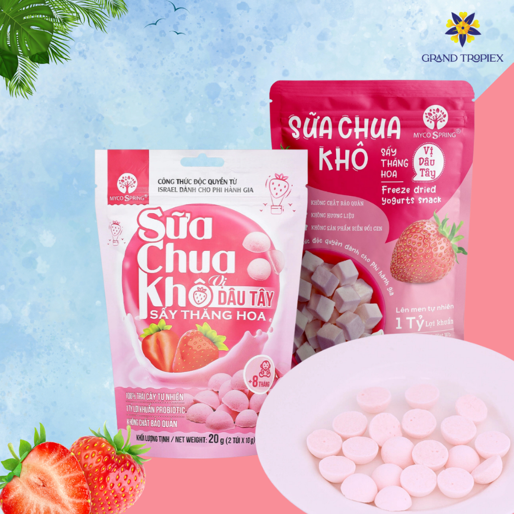Sữa Chua Khô MycoSpring hoa quả sấy thăng hoa - Hỗ trợ tiêu hóa - Tăng sức đề kháng (20g, 40g)