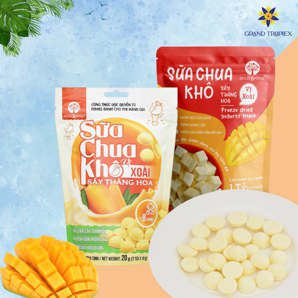 Sữa Chua Khô MycoSpring hoa quả sấy thăng hoa - Hỗ trợ tiêu hóa - Tăng sức đề kháng (20g, 40g)