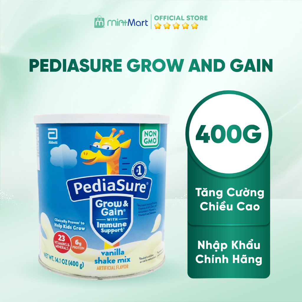 [Chính hãng] Sữa bột Pediasure Grow & Gain Mỹ 400G 3 Vị Socola - Dâu - Vani