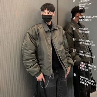  Áo Bomber Nam Có Cổ Phối Kiểu 3 Lớp Dáng Rộng Dày Dặn Ấm Áp 