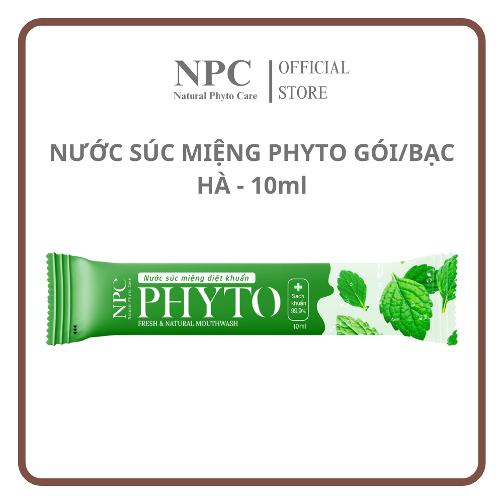 Nước súc miệng Phyto gói 10ml diệt khuẩn 99.9% tinh dầu bạc hà