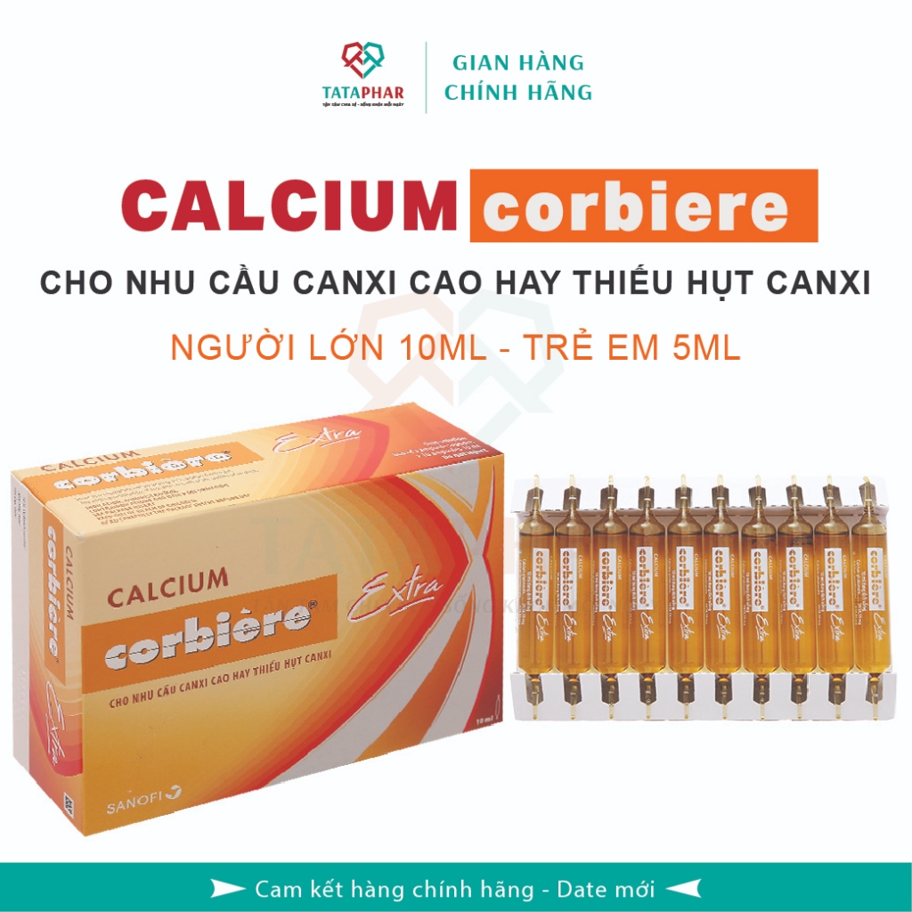 Calcium Corbiere Extra & Calcium Corbiere Extra Kids - Mẫu Mới - Bổ Sung Canxi - Hộp 30 ống - Chính hãng