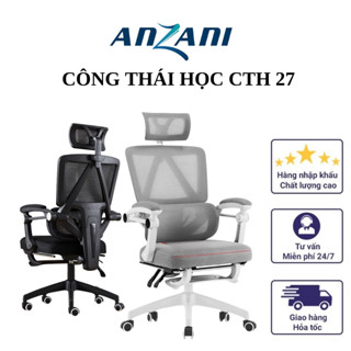 Ghế Công Thái Học Xoay Văn Phòng CTH-27 Có Tựa Đầu Gác Chân Cao Cấp