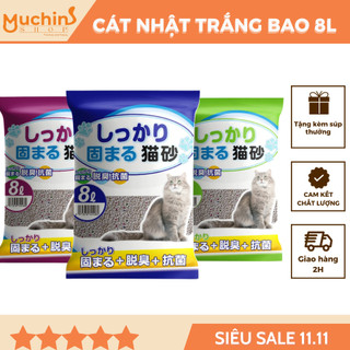 (Hỏa Tốc 2H) Cát Nhật Trắng 8L Siêu Khử Mùi, Cát Vệ Sinh Cho Mèo Đất Sét Siêu Vón Cục, Khử Mùi | Muchinshop