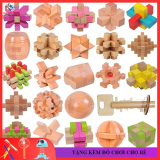 Đồ chơi Xếp Hình Khối Gỗ 3D Cao Cấp Cho Bé, Khóa Gỗ Lỗ Ban, Khóa Gỗ Khổng Minh, Đồ Chơi Trí Tuệ Tư Duy