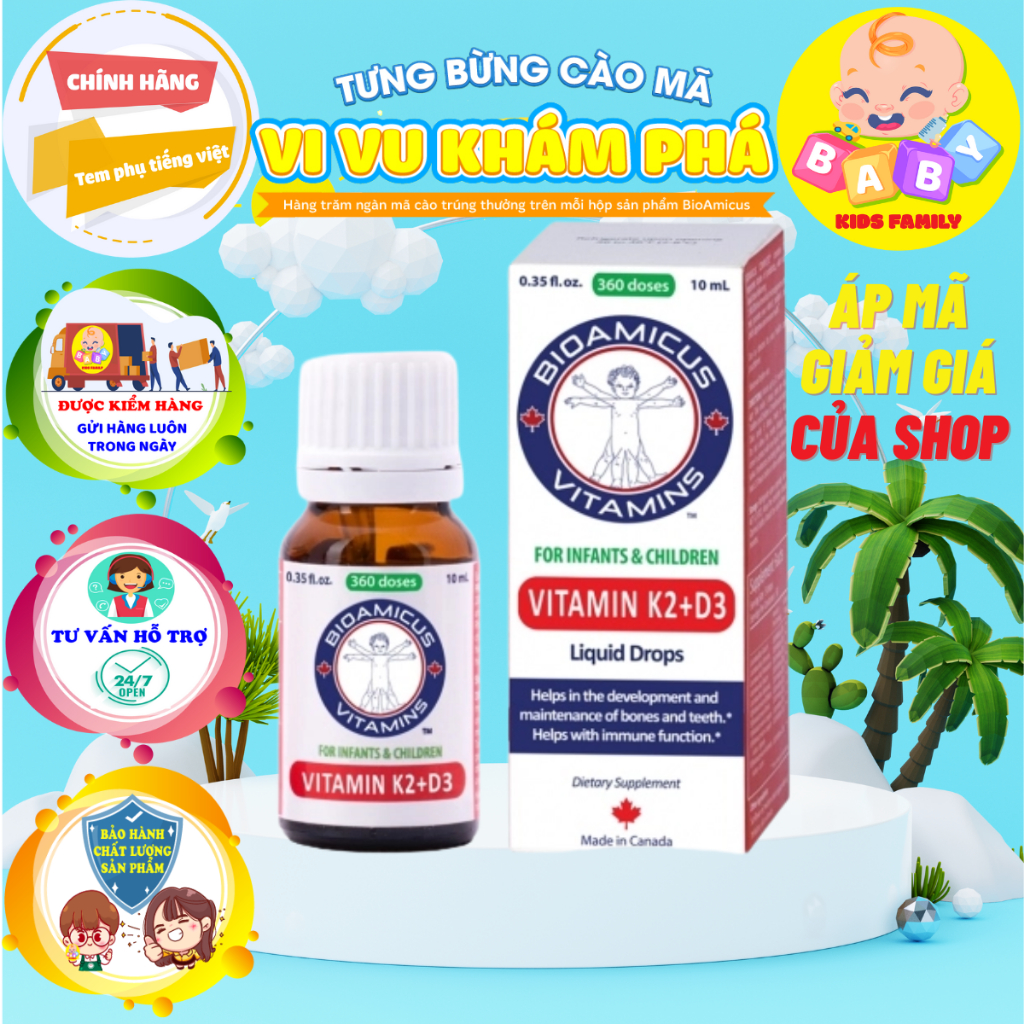 BioAmicus Vitamin D3K2MK7 Bao Kép 10ml