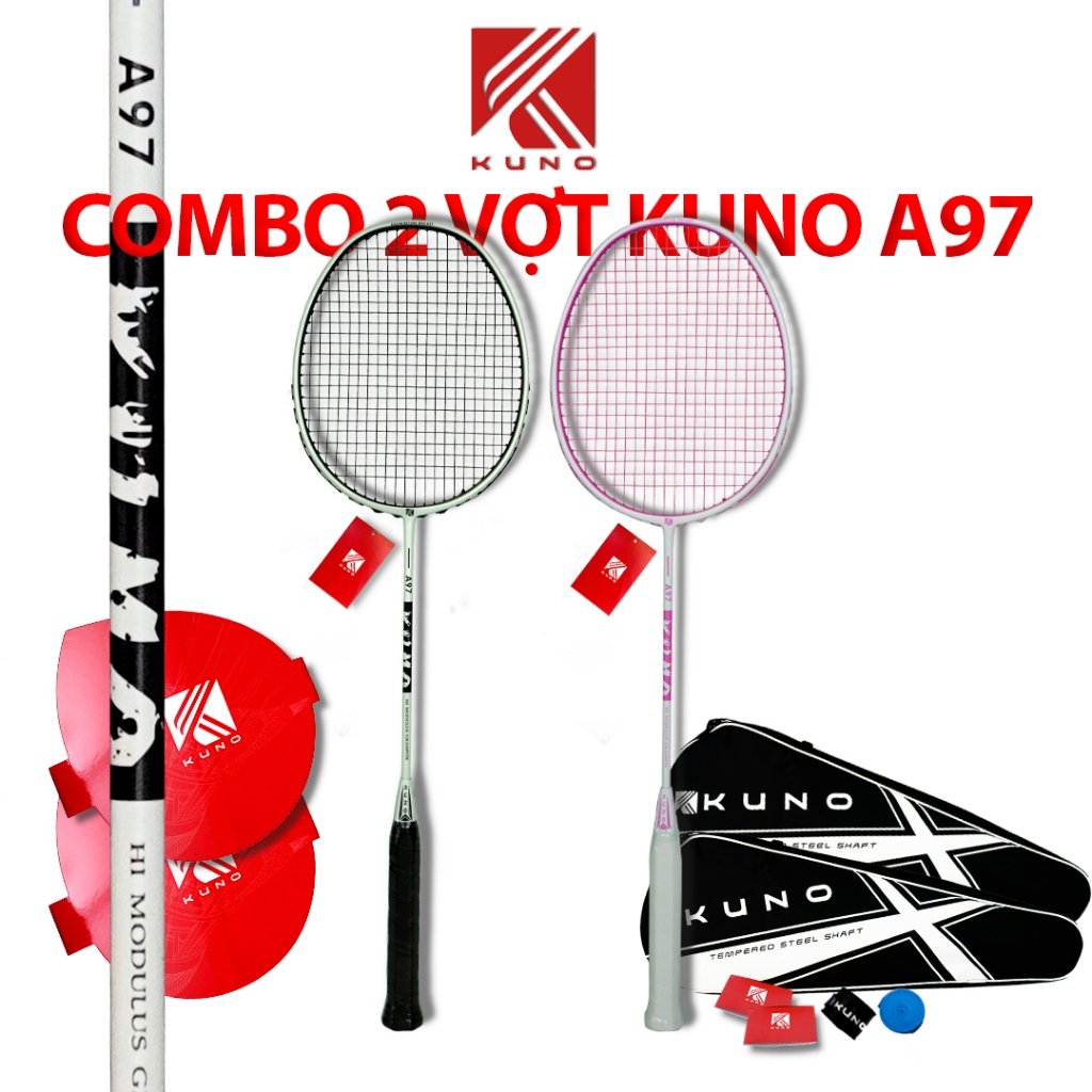 Combo 2 Vợt Cầu Lông 4U KUNO A97 Khung Carbon Trọng Lượng 84Gram, Thân Dẻo, Công Thủ Toàn Diện