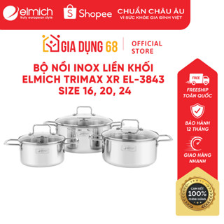 Bộ 3 nồi inox 304 cao cấp 3 đáy liền khối Elmich Trimax XR EL-3843 size 16, 20, 24cm
