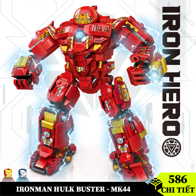 Bộ đồ chơi xếp hình Robot IronMan Hero 586 Chi Tiết, Mô hình lắp ráp Robot HulkBuster, đồ chơi cho bé kèm 2 nhân vật min