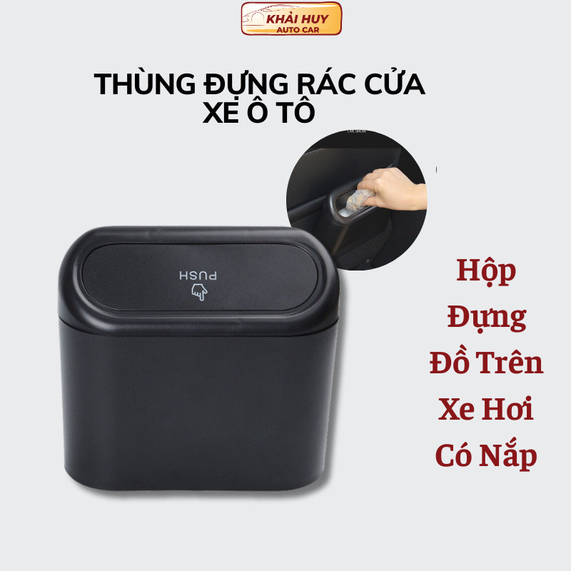 Thùng Rác Ô Tô Mini Treo Cửa Xe Có Nắp Đậy Cứng Cáp , Hộp Đựng Đồ Trên Xe Hơi Có Nắp khaihuyauto