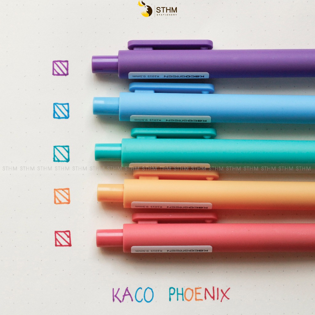 - Bút Kaco nhiều màu - hộp 5 cây 5 màu - Viết tiêu đề, vẽ hình học, đồ thị, trang trí sổ tay