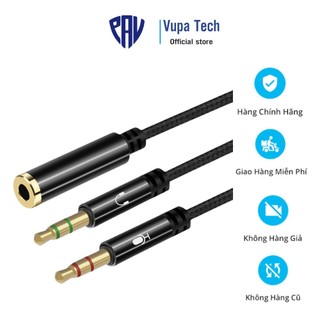 Cáp gộp tai nghe 2 vào 1 Jack 3.5mm loa và mic- Dây audio 2 dương 1 âm gộp âm thanh tai nghe máy tính Pc, Laptop