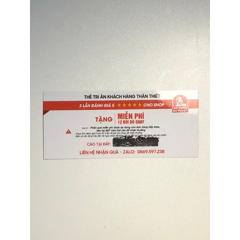 Thẻ cào 100% trúng thưởng Ăn Vặt Bà Tuyết