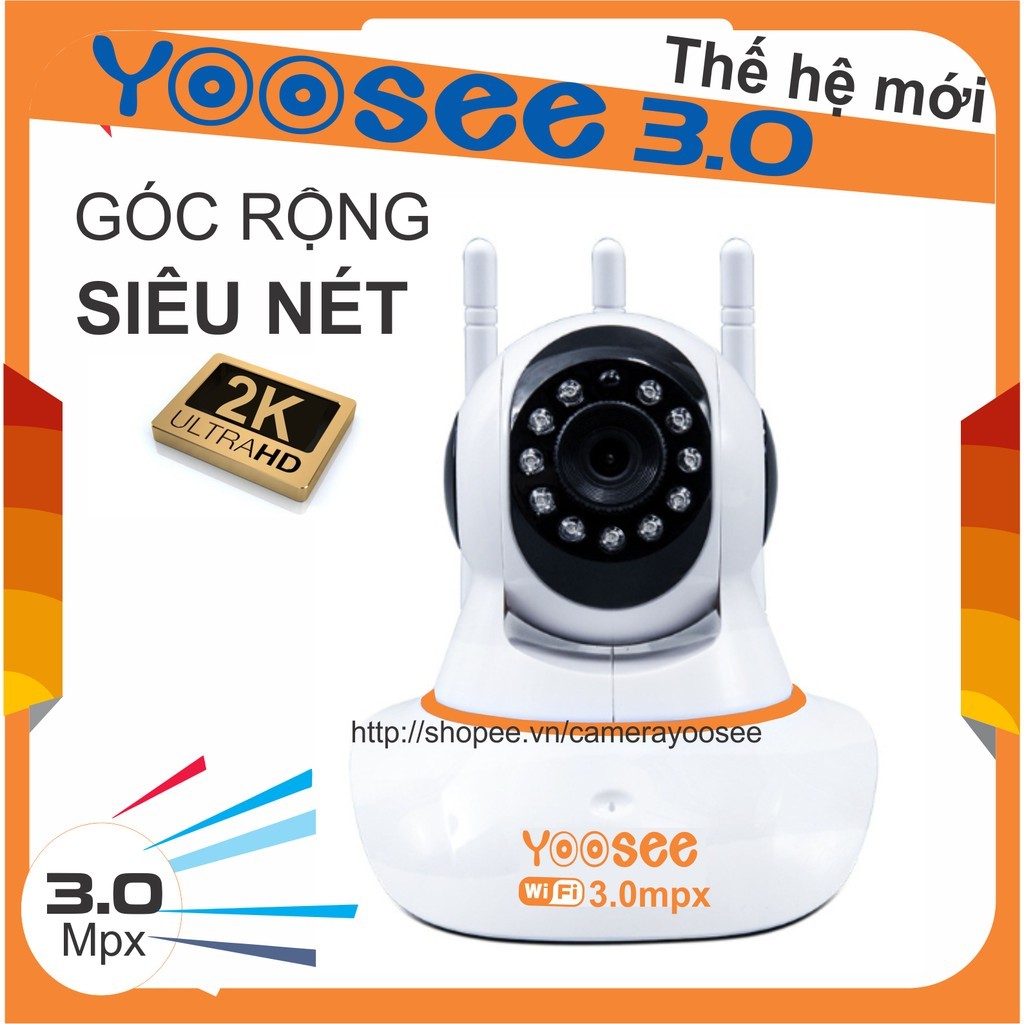Camera wifi yoosee 3 râu 3.0 - CAMERA 3 ANTEN 3,0 Full HD 1080P - Camera wifi không dây, Nghe được âm thanh.