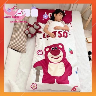 Túi ngủ cho bé nhung nỉ dày dặn, êm, ấm áp có khóa kéo, KT 75x150cm họa tiết 3D Disney sinh động