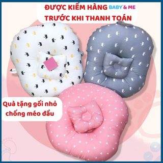 Gối chống trào ngược cho bé , đệm ngủ cho trẻ sơ sinh tặng kèm gối nhỏ chống méo đầu cho bé - Baby And Me