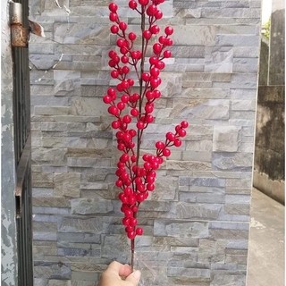 Cành đào đông đỏ cherry 1 cành 12 nhánh cao 100cm - đào đông đỏ cao cấp