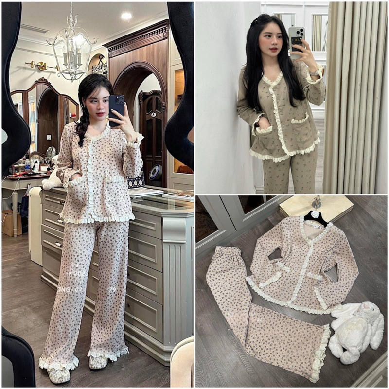 Set Pijamaa Hoa Phối Viền KAB