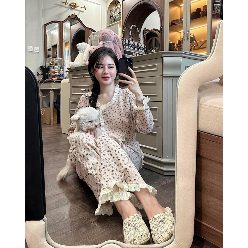 Set Pijamaa Hoa Phối Viền KAB