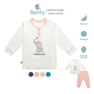 Bộ dài tay cổ trụ in hình voi BENTY BT021 chất vải mềm mịn mát, đồ bộ mặc đi chơi cho bé trai,bé gái