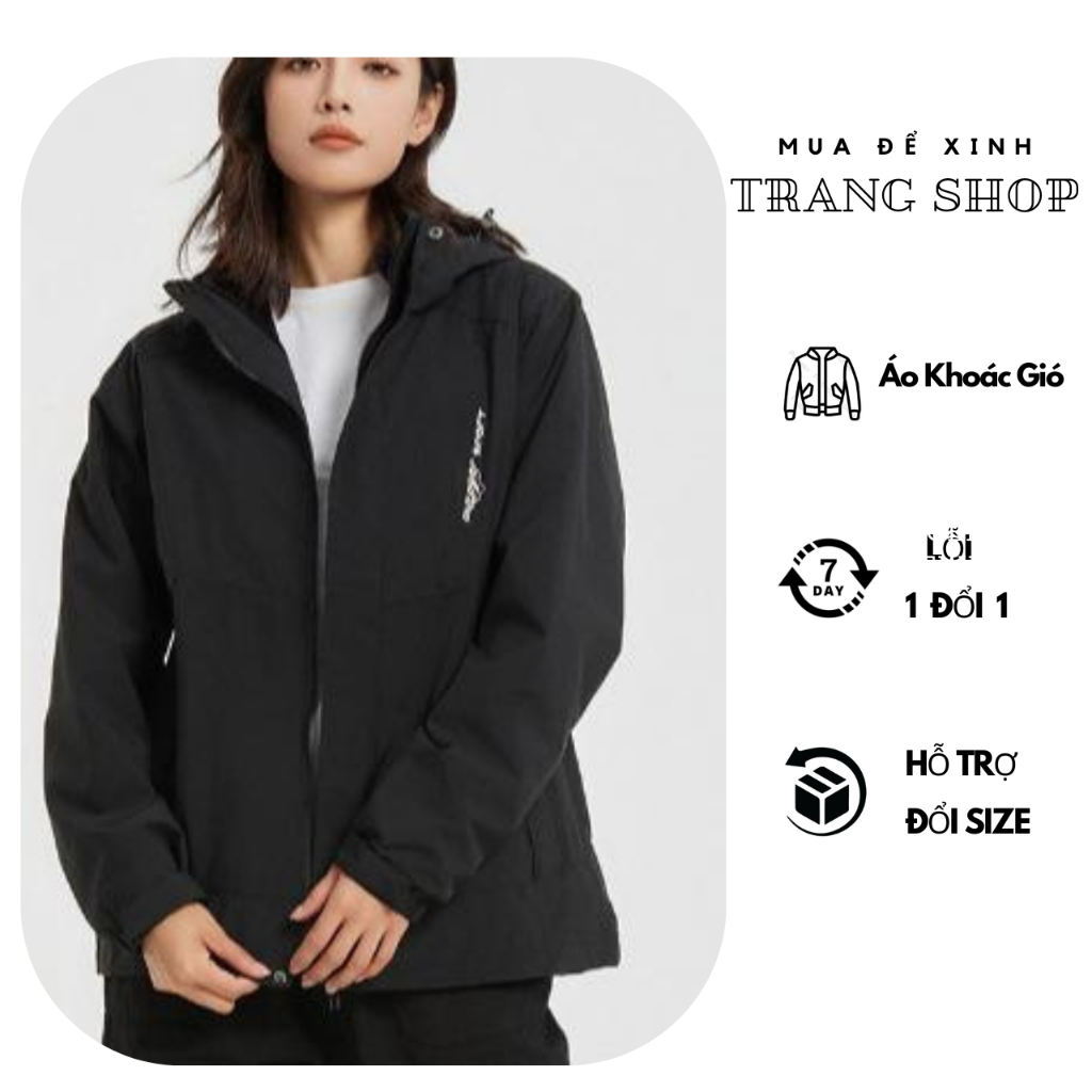 Áo khoác dù nam nữ 2 lớp 3 trong 1 chống nước, chống gió, chống bụi, ngăn tia UV - Áo khoác gió có mũ  tháo rời