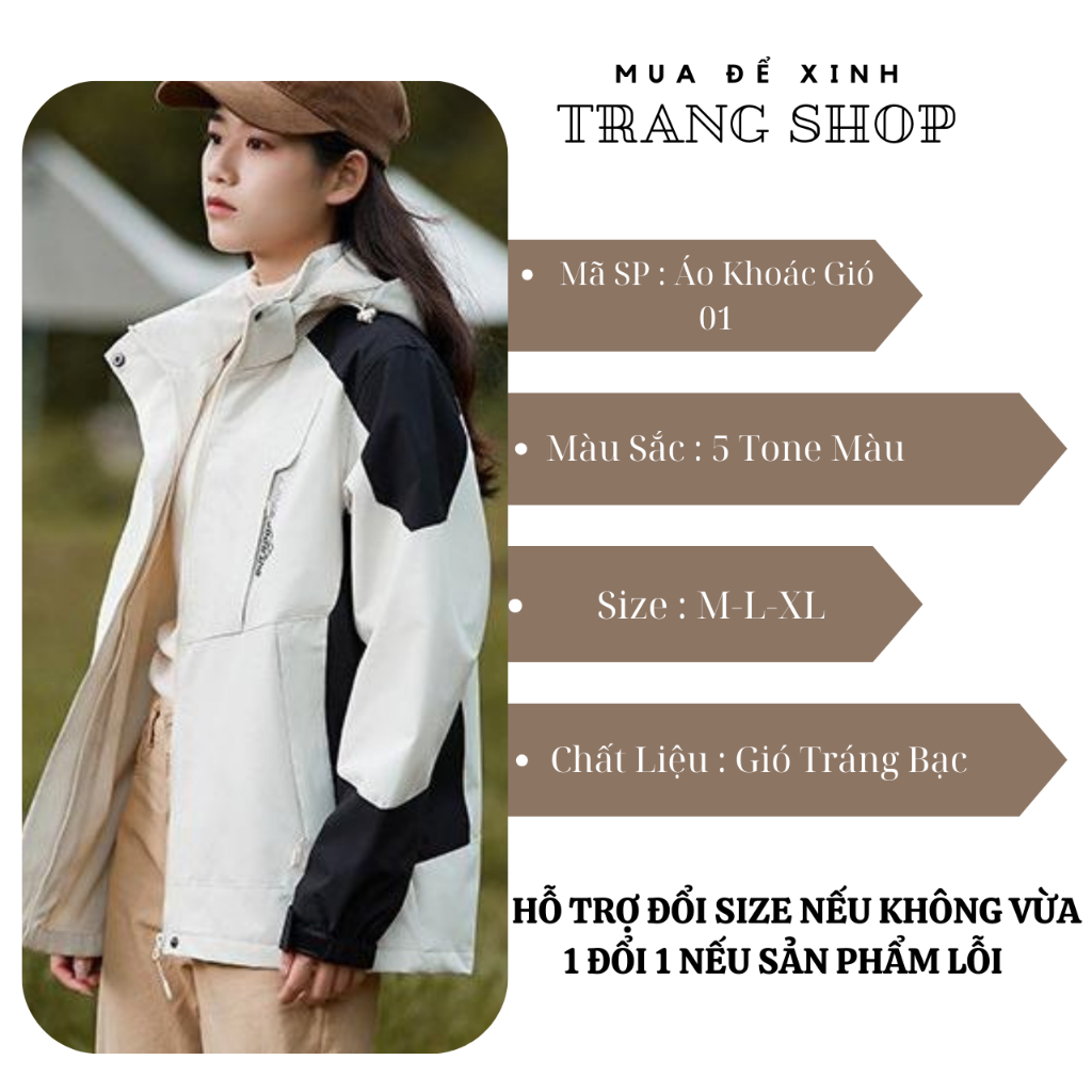 Áo khoác dù nam nữ 2 lớp 3 trong 1 chống nước, chống gió, chống bụi, ngăn tia UV - Áo khoác gió có mũ  tháo rời
