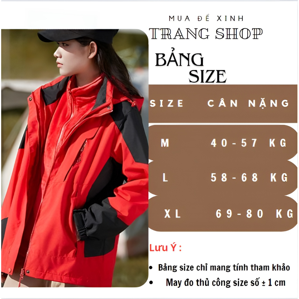Áo khoác dù nam nữ 2 lớp 3 trong 1 chống nước, chống gió, chống bụi, ngăn tia UV - Áo khoác gió có mũ  tháo rời