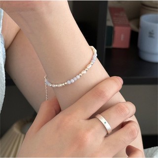 Sally bracelet - Vòng tay bạc 925 ngọc trai mix đá Agate xanh |daisy.accessory.hn|