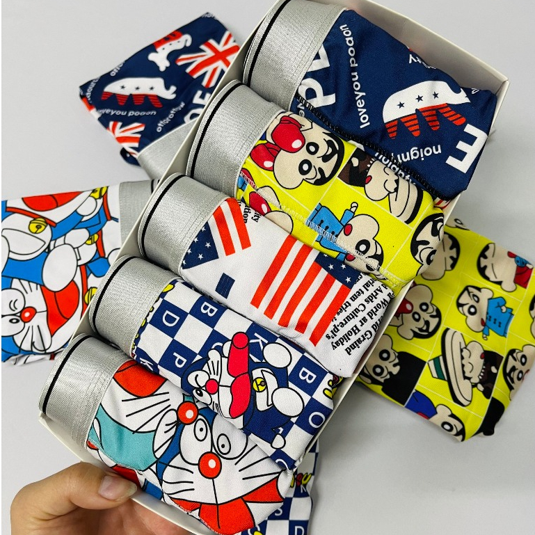 Quần lót,quần sịp đùi boxer nam in hình chất thun lạnh thời thượng co giãn 4 chiều in hình Shin, Doremon...