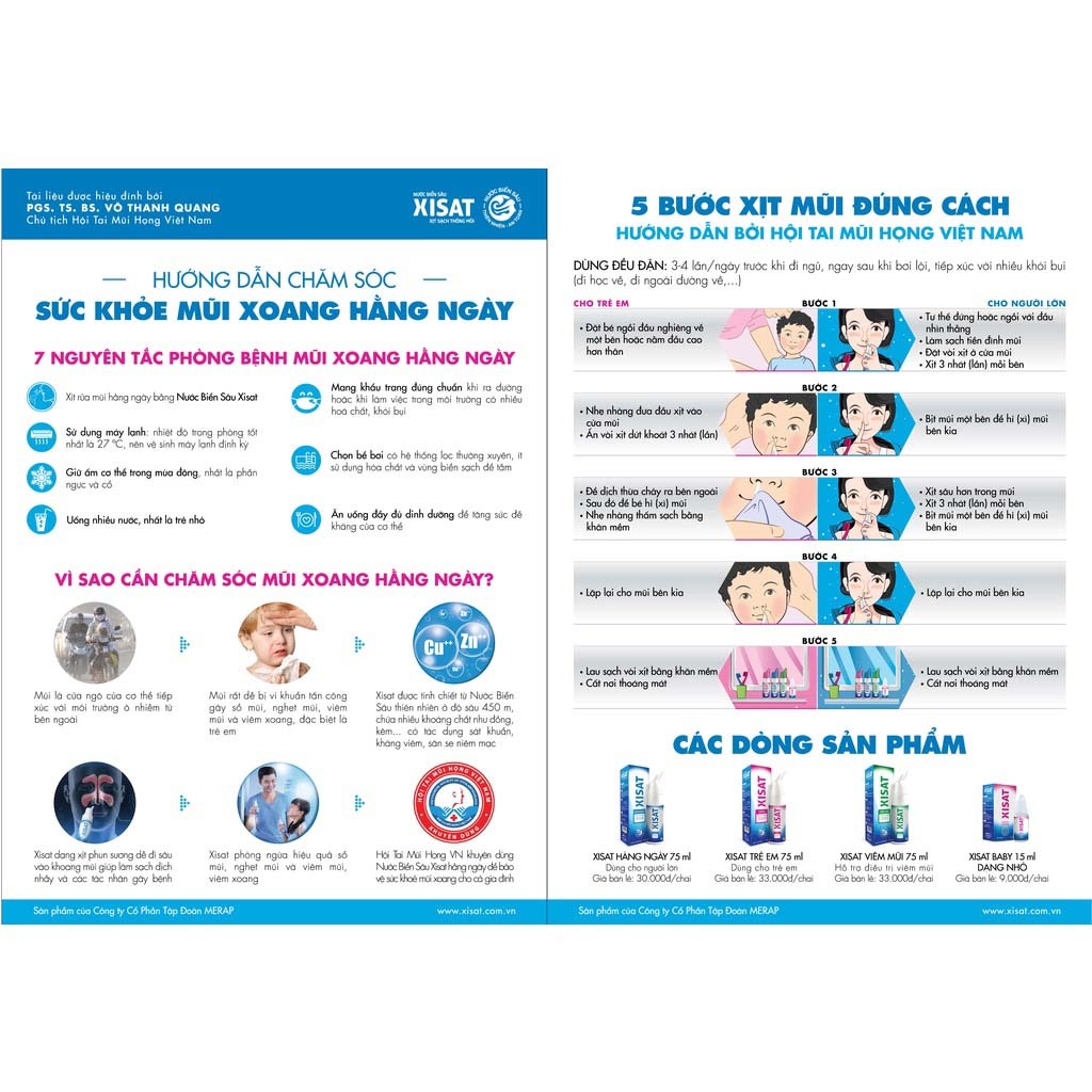 Xịt mũi nước biển sâu XISAT xanh lọ 75ml phòng ngừa sổ mũi, ngạt mũi và viêm xoang