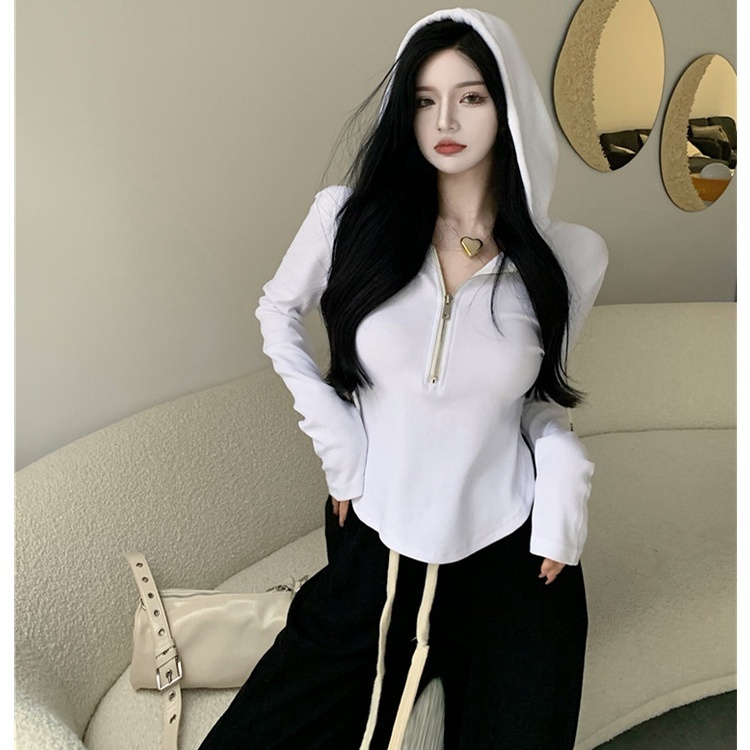 Áo thun nữ có mũ, Áo Hoodie Nữ Croptop dài tay có khóa xiết thời trang phong cách Hàn Quốc, Áo nỉ nữ thu đông
