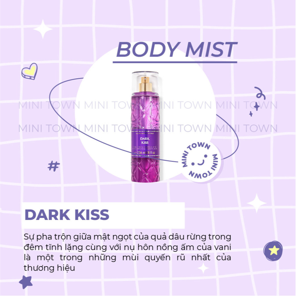 DARK KISS - Xịt Thơm Body Mist Sữa Dưỡng Thể Body Lotion lưu hương toàn thân Bath & Body Works