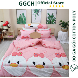 (Giảm Giá ) Sét Chăn Phao Vịt Hồng Ga Gối Poly Cotton (Được chọn mẫu)
