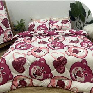 (Giảm Giá ) Sét Chăn Phao Vịt Hồng Ga Gối Poly Cotton (Được chọn mẫu)