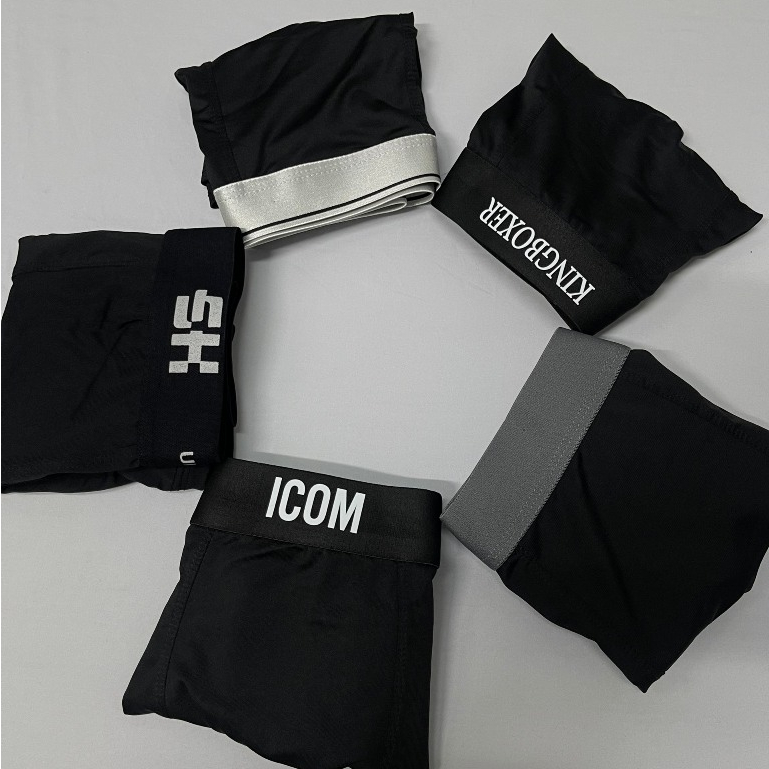 Quần lót nam, quần sịp đùi boxer nam chất thun lạnh cao cấp, cạp to co dãn thoáng mát Mix Full Đen