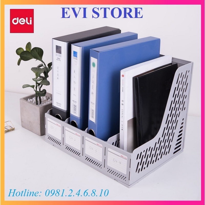Giá tài liệu 4 ngăn đứng Deli 9846 / Khay 3 ngăn 9845 I Khay tài liệu nhựa cao cấp Deli E9845 / E9846