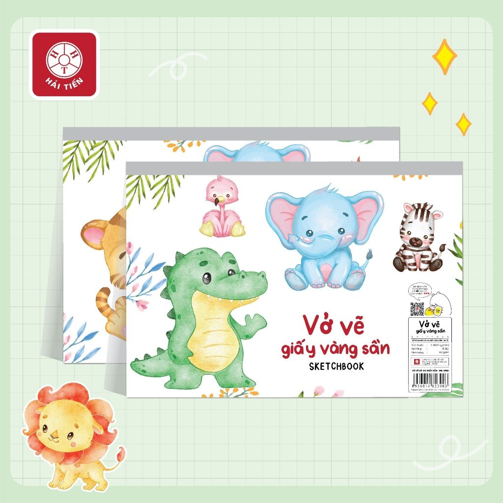 HẢI TIẾN Vở vẽ A4 Giấy Vàng Sần - Bắt màu tốt (Lốc 5 cuốn, 10 cuốn)
