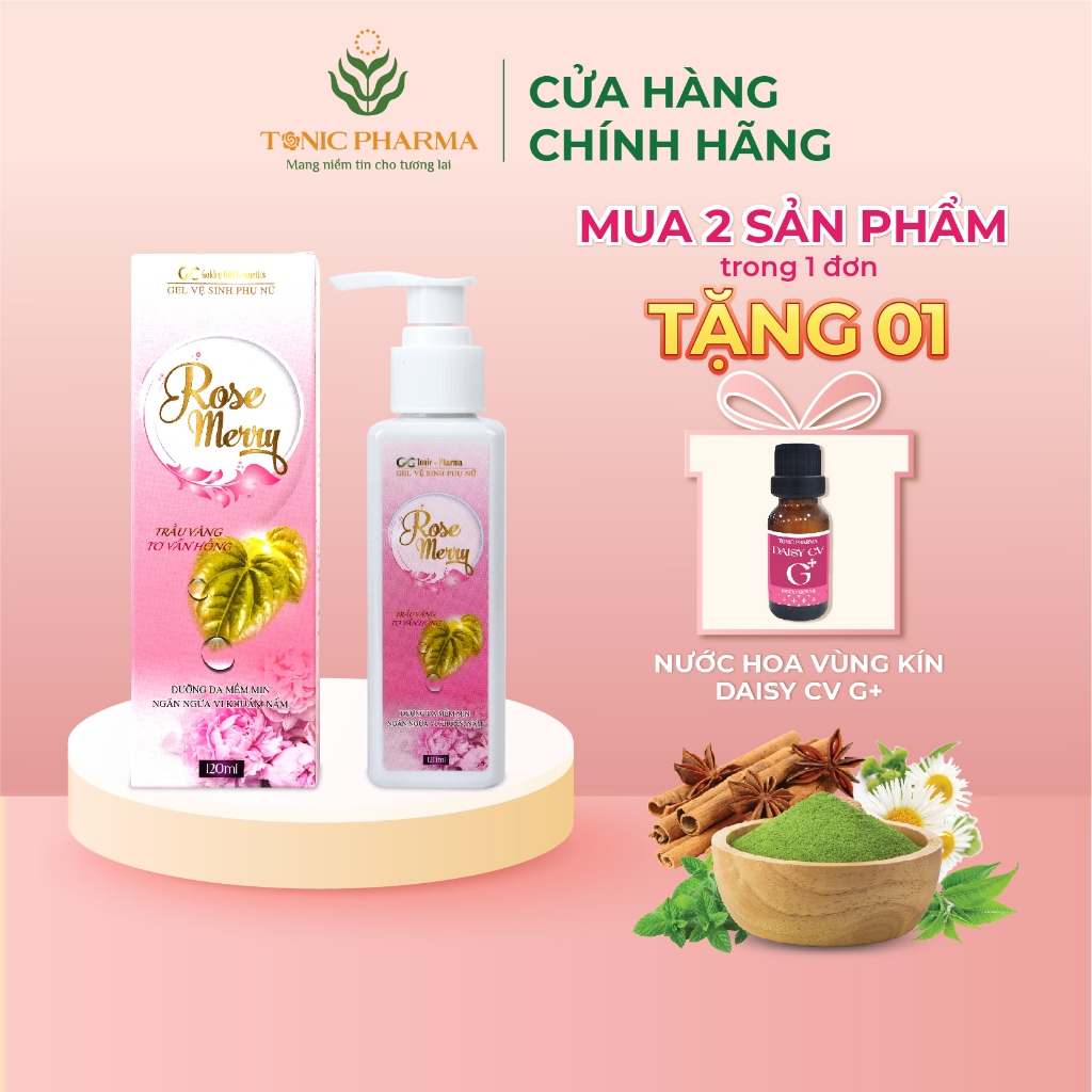 Dung Dịch Vệ Sinh Phụ Nữ Trầu Không Rose Merry - Tonic Pharma - Dưỡng Ẩm - Ngăn Ngừa Viêm Nhiễm Nấm Ngứa